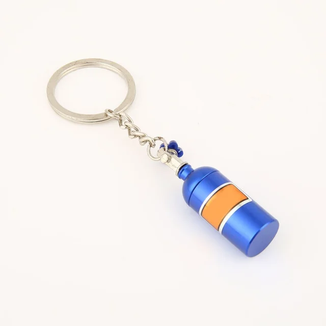 Creative Mini Nitrous Oxide Bottle Keyring Key Chain Ring Keyfob Stash