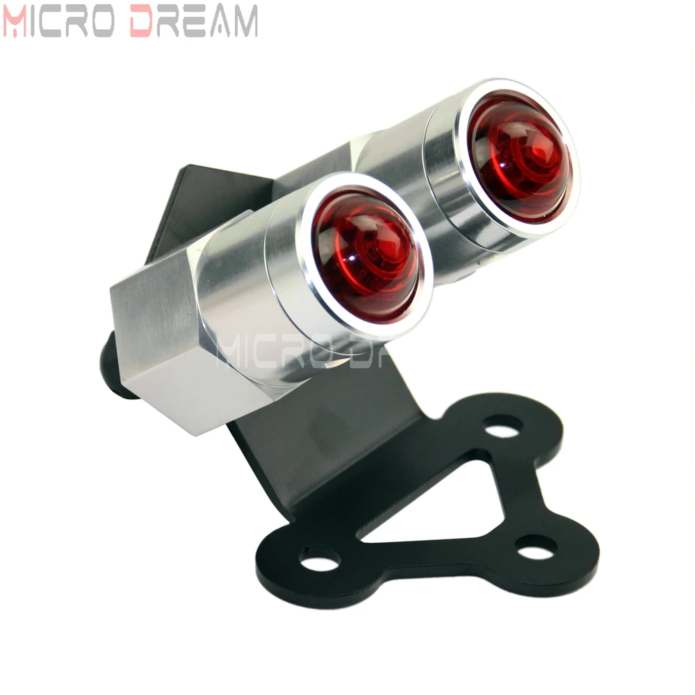 CNC Motorcycle Dual Lucas Tail Light Twin Brake Stop Lamp w/ License Plate Bracket for Harley Chopper Bobber Custom Taillights |