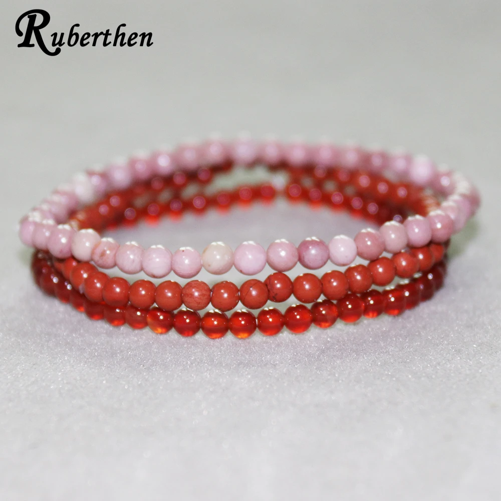 Ruberthen натуральный Родонит браслеты красные яшмы браслет Carnelian мини с драгоценным