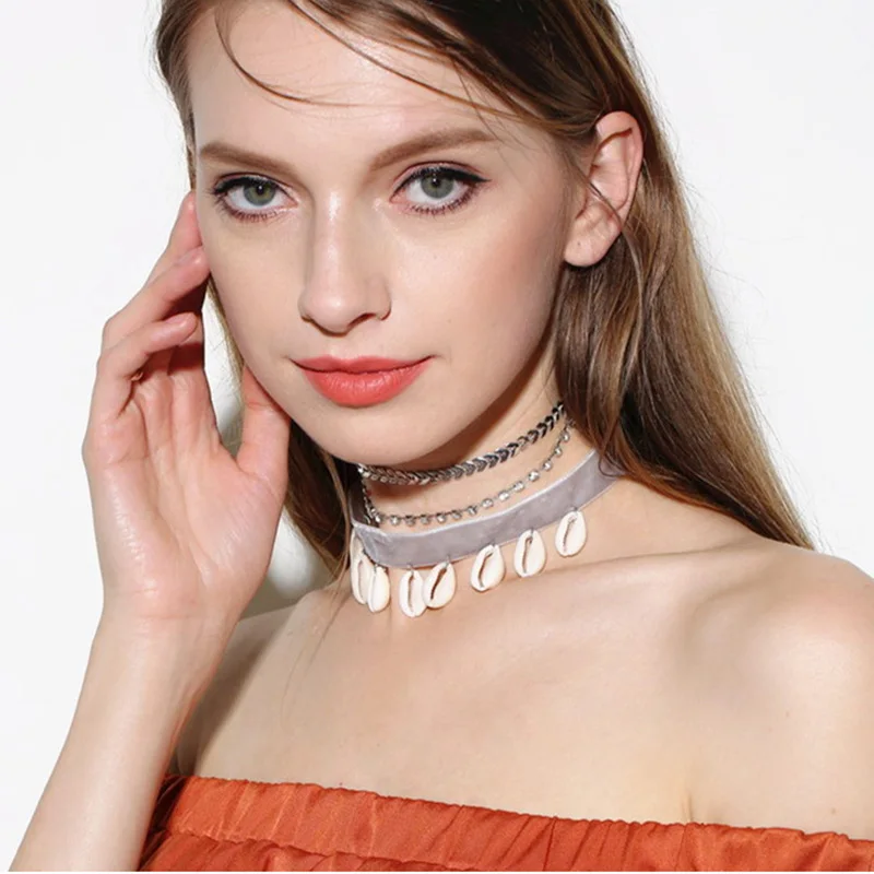 

Bohemian Shell Chokers Necklaces for Women Short Charms Party Jewelry Collares Luxury Necklace Chain&Pendant Boutique