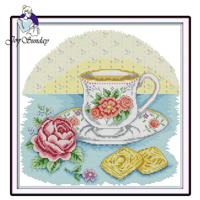 

Joy Sunday,Afternoon tea time,Chinese cross stitch embroidery set,printing cloth embroidery kit,cross stitch pattern,crossstitch