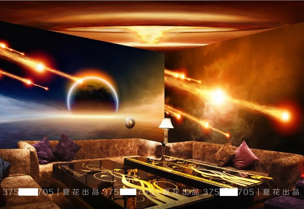 

3D Kids Baby KTV Room Wallpaper Custom Photo Mural Non-Woven Sticker Exploding universe Painting Sofa TV Background wallpaper 3D