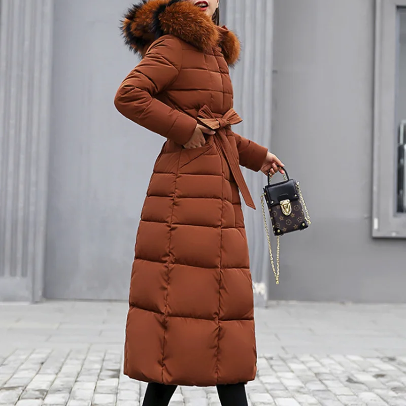 Preise Bella Philosophie 2018 Winter Neue Mantel Jacke lange Mode Jacke Frauen Dicke Daunen Parka weibliche Dünne Pelz Kragen Warme Baumwolle mantel