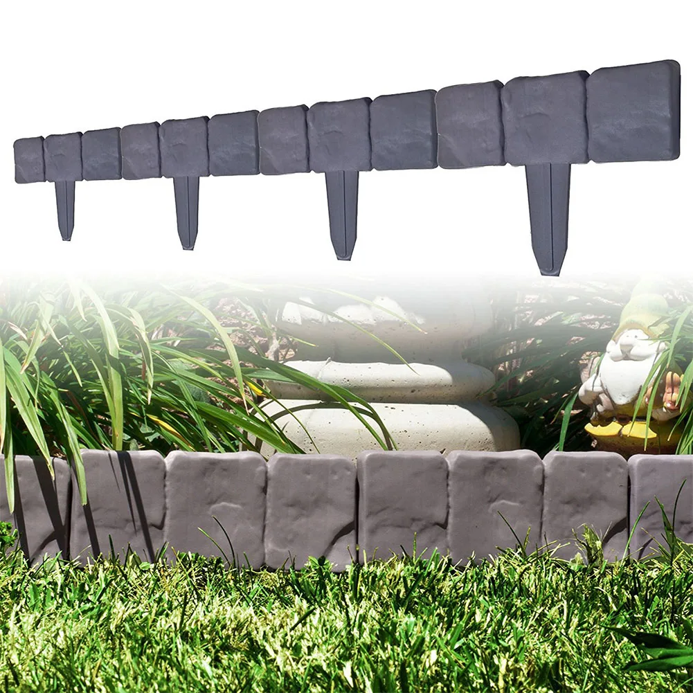 

10pcs Insert Palisade Lawn Fence Easy Clean Decorative Garden Edging Anti Corrosion Trellis -in DIY Stone Effect Courtyard