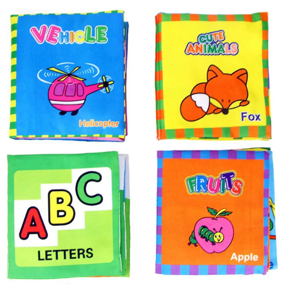 

4 Design Baby Soft Early Childhood Education Cloth Books Intelligence Development Learn Picture Cognize Book Sensory Awareness