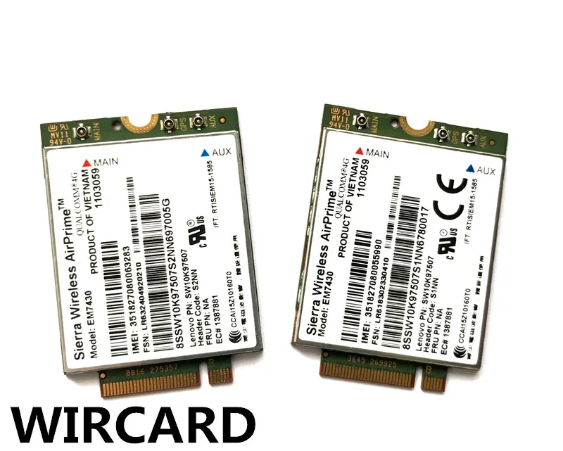Cartão para Thinkpad 4g Wcdma Módulo Gnss X270 x1 Carbono 5th Gen 20hq 20hr Yoga Tablet 2 Em7430 Fdd - Tdd Lte 3 Carbono 5th gen (20HQ, 20HR) X1 YOGA X1 Tablet Gen 2