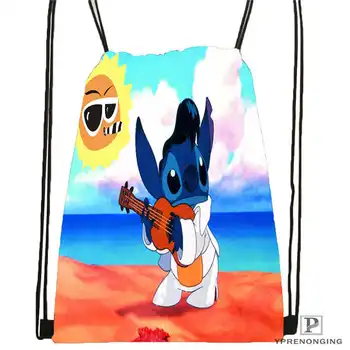 

Custom Lilo-Stitch-Happy @1Drawstring Backpack Bag Cute Daypack Kids Satchel (Black Back) 31x40cm#180612-02-3