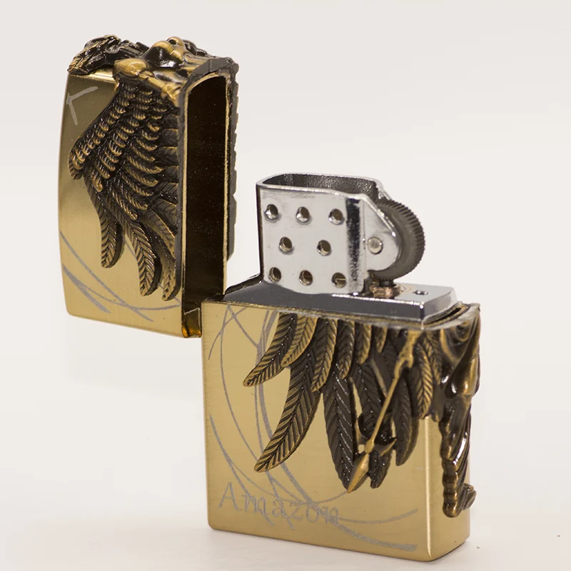 2018 New GAS Lighter Creative Stimulation Warrior Copper Metal Lighters