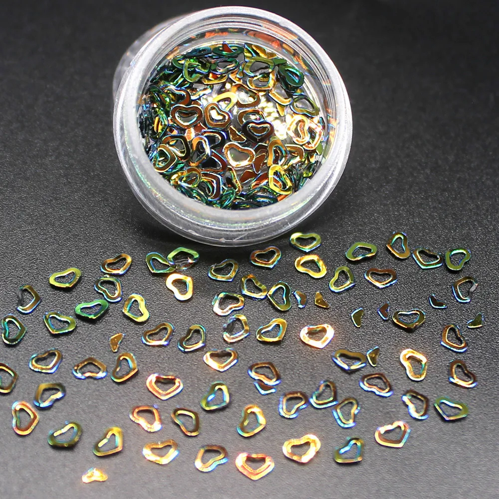 

1 Pcs Brown Nail Art Glitter 1Box Mixed Color Mini Heart Hot Fashion Shining Manicure Glitter Sequins Nail Decoration