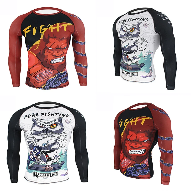 

Muay Thai Boxing Basketball Fitness UFC Training Top Rashguard MMA Rash Guard Boxeo Jersey JIU JITSU Kickboxing Suits Gym Sport