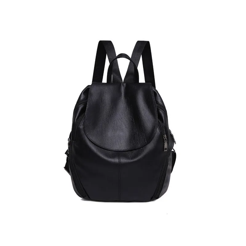 New Fashion Women Backpack Ladies PU Leather Backpacks Solid Simple Black Back Bags High Quality School