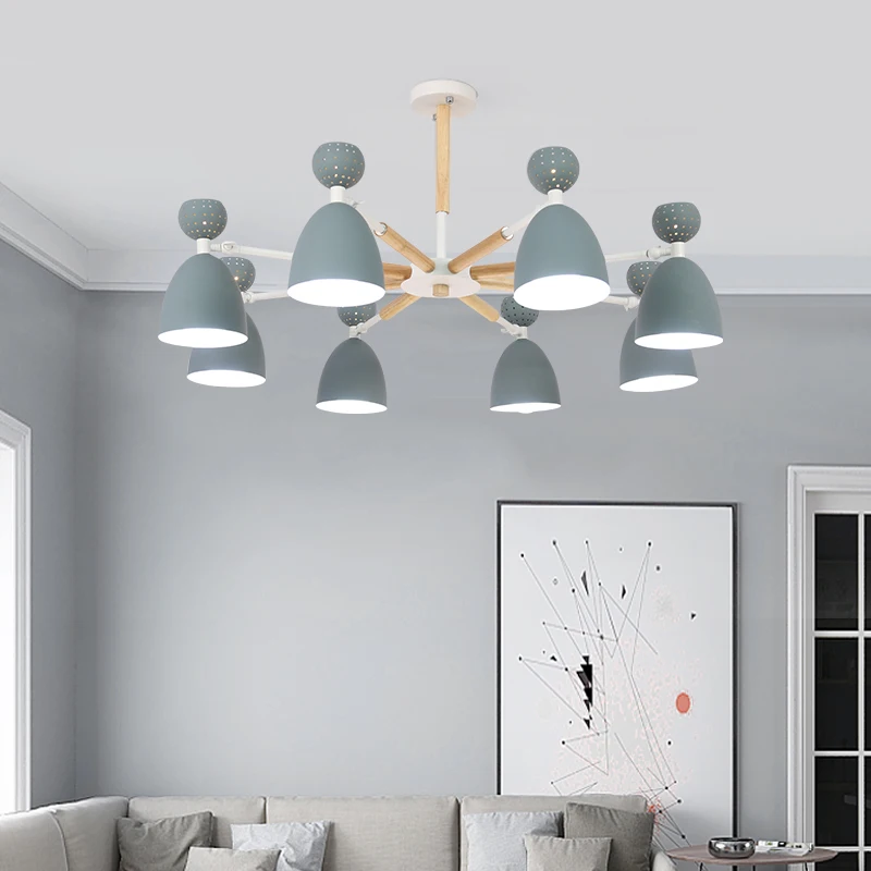 

MDWELL Nordic 220V LED Ceiling Lights With Metal lampshade For Living Room E27 Wooden Ceiling Lamp Lighting Modern Foyer Lustre