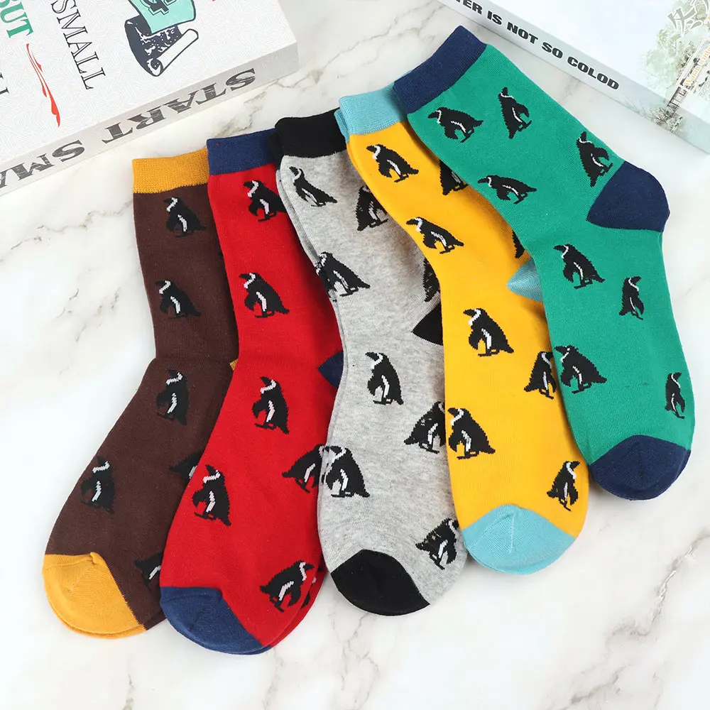 

Men Cotton Socks Lovely Penguin Animal Design Male Socks Boys Winter Autumn Warm Sport Sock Harajuku Novelty Funny Socks