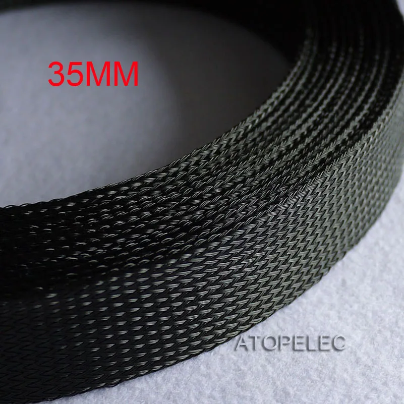 35 мм широкий Плетеный ПЭТ расширяемый оплетка кабель оболочка черный/серый