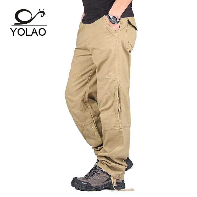 

YOLAO NEW 30-40 High Quality Men's Camouflage fashion Army Multi Cargo men pants Casual military Overalls Outdoors Long Trousers