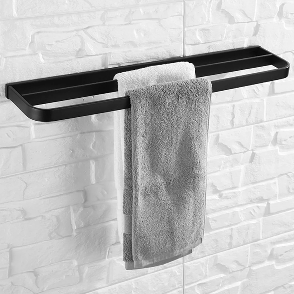 Sus304 нержавеющая сталь аксессуары для ванной Короткий держатель для полотенец полированная вешалка для полотенец банное полотенце Органайзер полка для хранения - Цвет: double bars