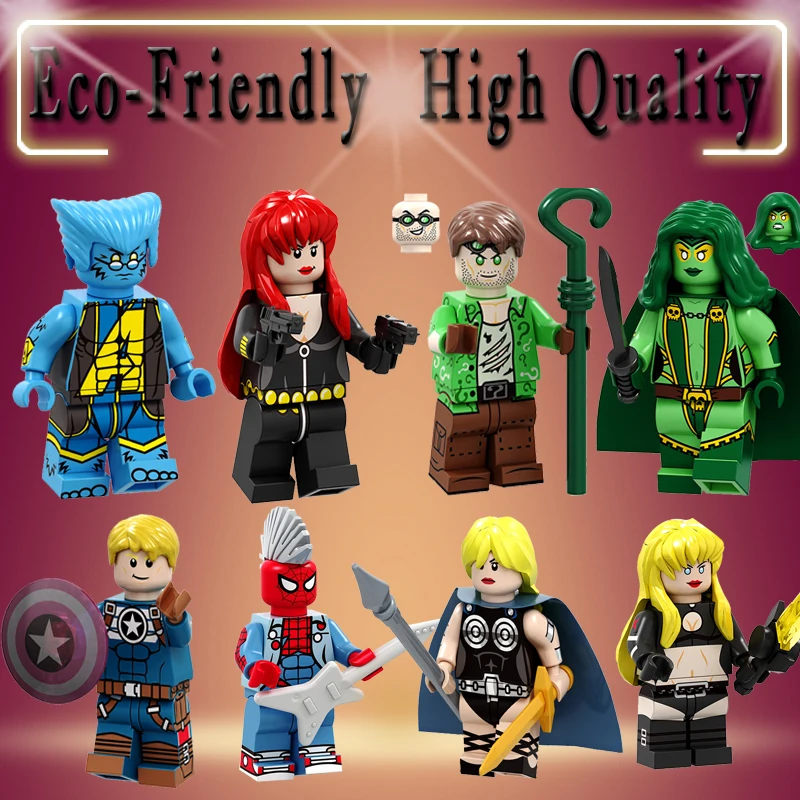 

action Figures Building Blocks Super Heroes Black Widow Captain America Card magic Ninjagoed DIY Doll Toys For Children PG8193