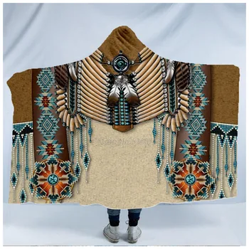 

Plstar Cosmos Bear Totem/Native Indian Hooded Blanket 3D full print Wearable Blanket Adults men women style-9