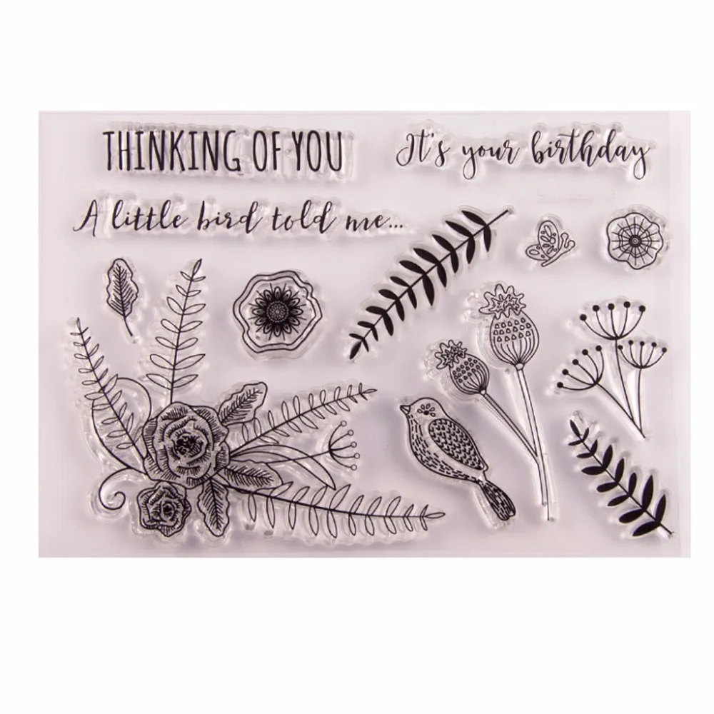 

Flower Bird Silicone Clear Stamp Seal DIY Scrapbook Embossing Album Decor Craft Art