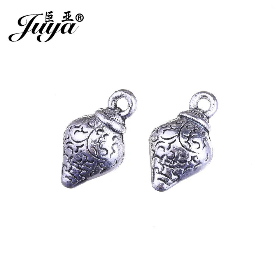 

JUYA Alloy Charms for Earrings Making Findings 15x8mm 15pcs High Quality Carved Jewelry Crafts Ancient Silver Pendants AO0608