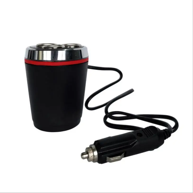 USB подстаканник светодиодный вольтметр прикуриватель гнездо Автомобильное зарядное устройство адаптер Прямая поставка - Название цвета: Черный