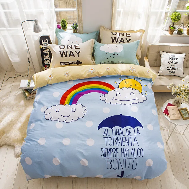 moon stars rainbow clouds print cartoon deer giraffe bedding set deer print sheets