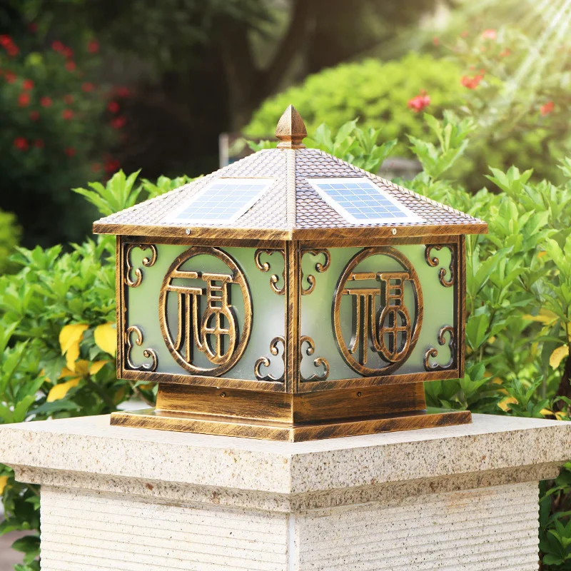 Luzes ao ar Livre da Lâmpada de Alta Qualidade à Prova Retro as Luzes de Manutenção Elegantemente Projetado Coluna Pilar Solar d' Água Luz Capitel 5 Lâmpadas solares