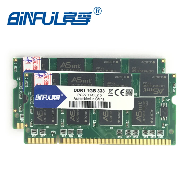 Prix Binful ddr 2 GB (Kit de 2,2X1 GB) PC 2700 DDR 333 mhz MÉMOIRE ram 200PIN Ordinateur Portable SDRAM Portable