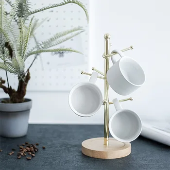 

Grade Metal Cup Holder Nordic Mark Cup Hanging Drain Racks Shelves Coffee Cup Storage Shelf Kitchen Accessories Organizer Stuff