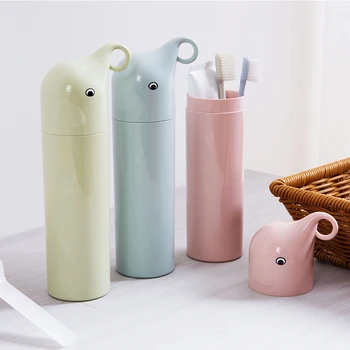 

Portable Elephant Toothbrush Cup Travel Couple Brushing Cup Plastic Toothbrush Box Washing Cup Bathroom Accessories