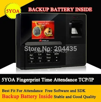 

5YOA Free shipping!! 5YOA Fingerprint Time attendance TFT TCP/IP Time Recorder Backup Battery Inside Internal
