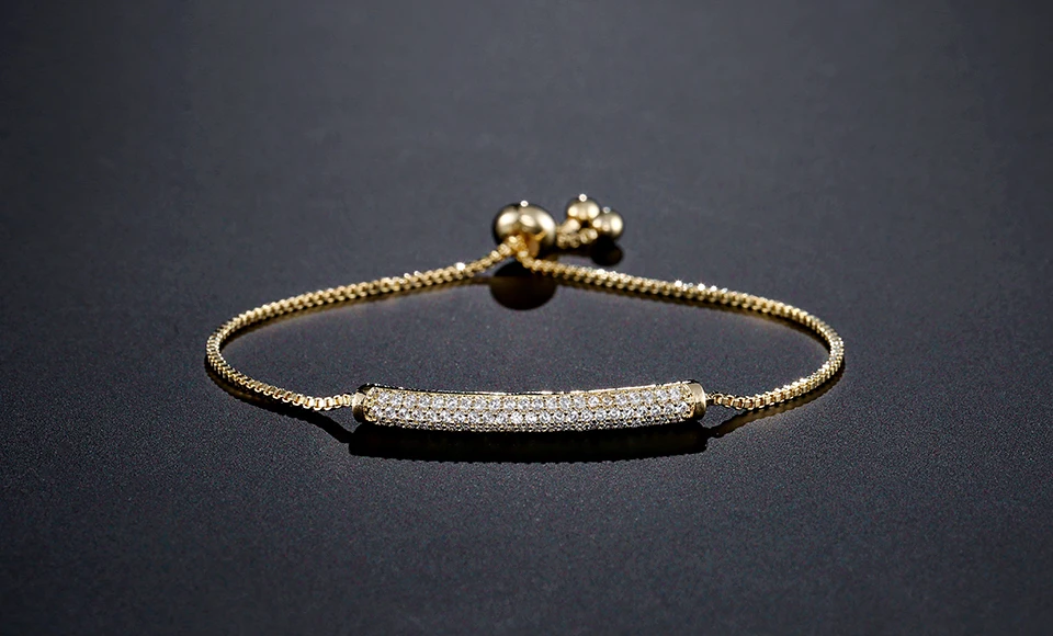 ZAKOL Блестящий Pave циркония CZ розовое золото цвет цепи регулируемые браслеты для женщин модные ювелирные изделия FSBP2031