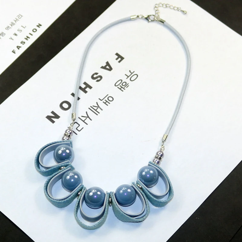 

New style of autumn and winter temperament PU double denim Necklace apparel accessories short necklace, female clavicle chain
