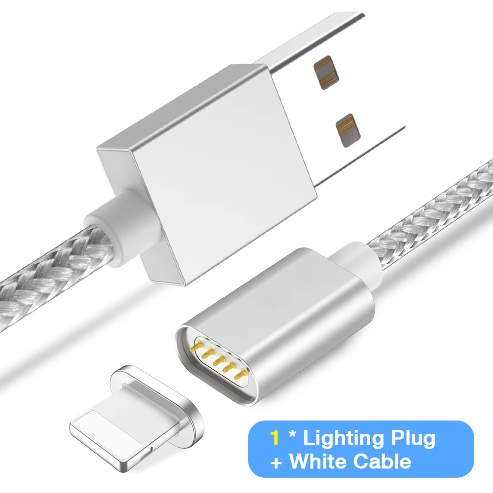 5А магнитное зарядное устройство USB кабель для зарядки данных для IPhone Micro usb type C мобильный телефон Быстрая зарядка магнит Зарядное устройство USB кабель 3 штекера - Color: Silver iPhone Cable