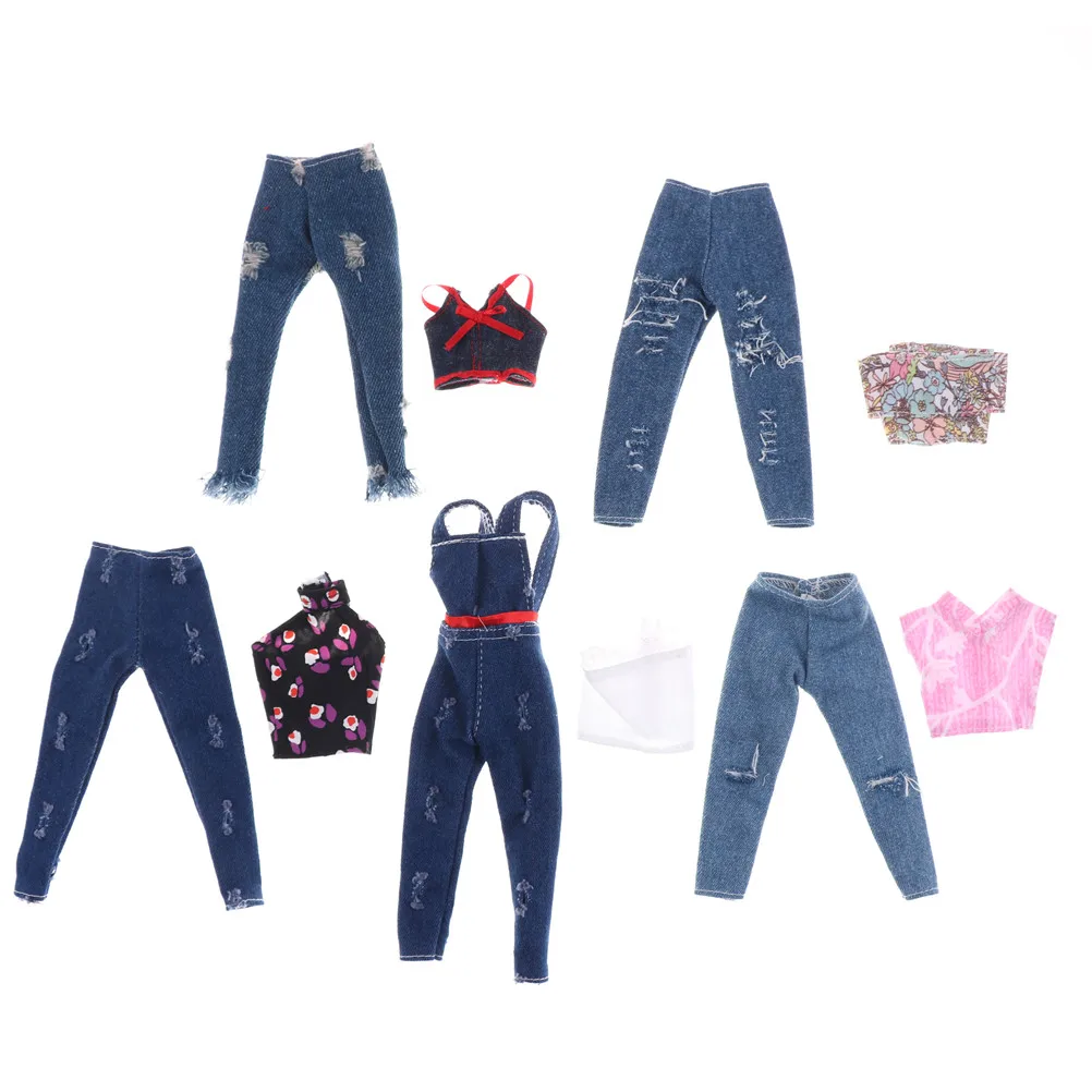

2PCS/Set 11 Inch Handmade Blue Jeans Set Doll Jeans Clothing Clothes for 29cm doll Lovely Girl's Gift Toy Fashion