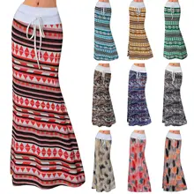 Весенняя летняя длинная юбка женская Фасонная юбка в полоску с принтом Макси для ночного клуба, юбки для вечеринок тонкая юбка-годе большого размера