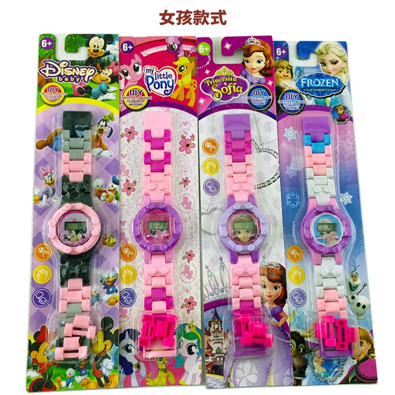 2019 Детские Мультяшные игрушки Цифровые часы Мстители KT кошки Замороженные строительные блоки электронные часы Дети Мальчики Девочки