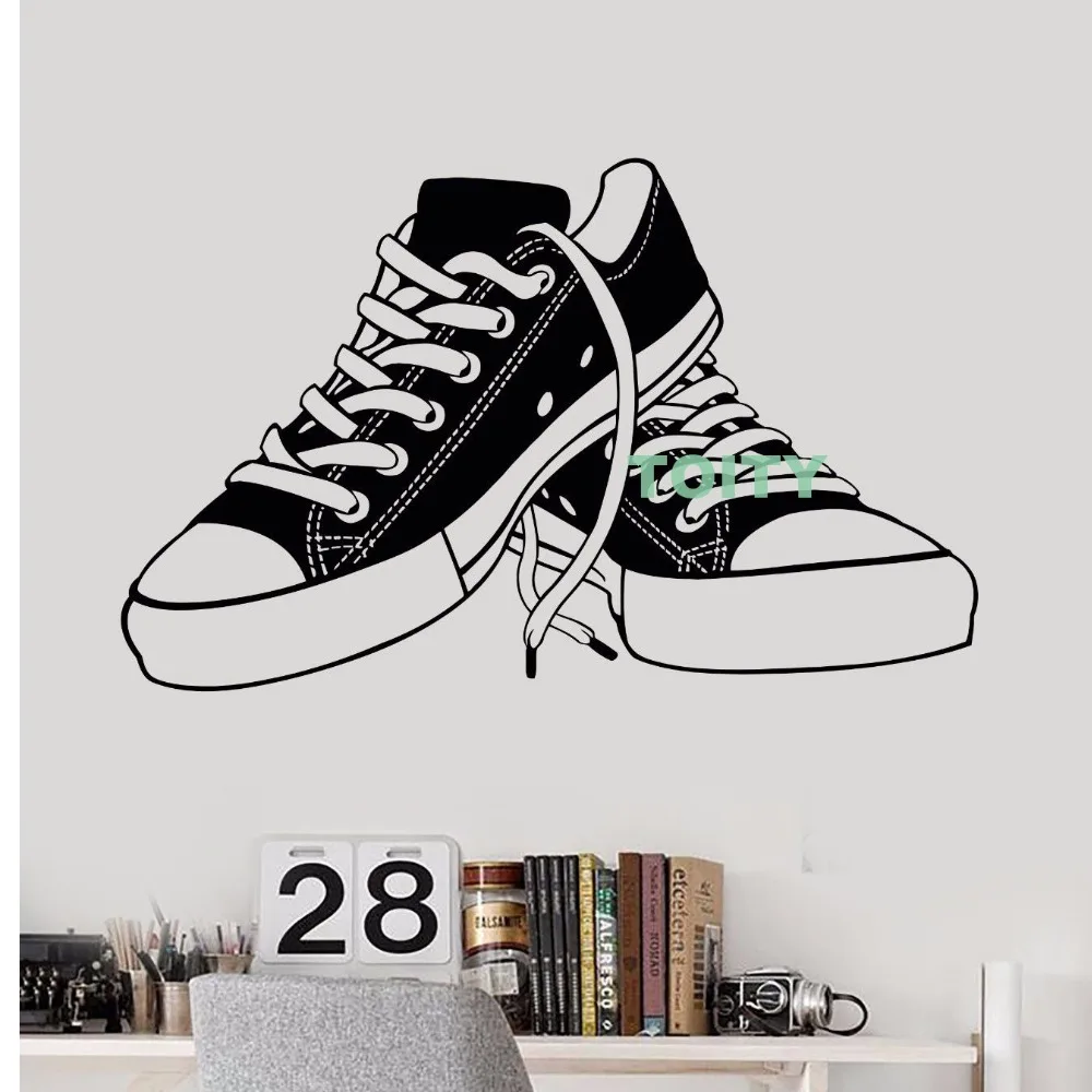 Vinyl Wall Decal Sneakers Teenager Shoes Canvas Shoe Shops Teen Room