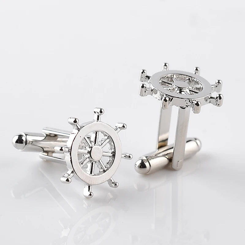 Silver Rudder Cufflinks High Quality Luxury Men Cuff Button Personality captain cuff button French Men's Shirt CuffLinks skipper