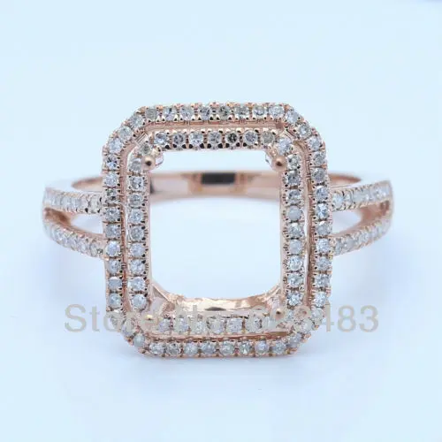 

Cushion Cut 8x10mm Solid 14K Rose Gold Real Semi Mount Ring Setting
