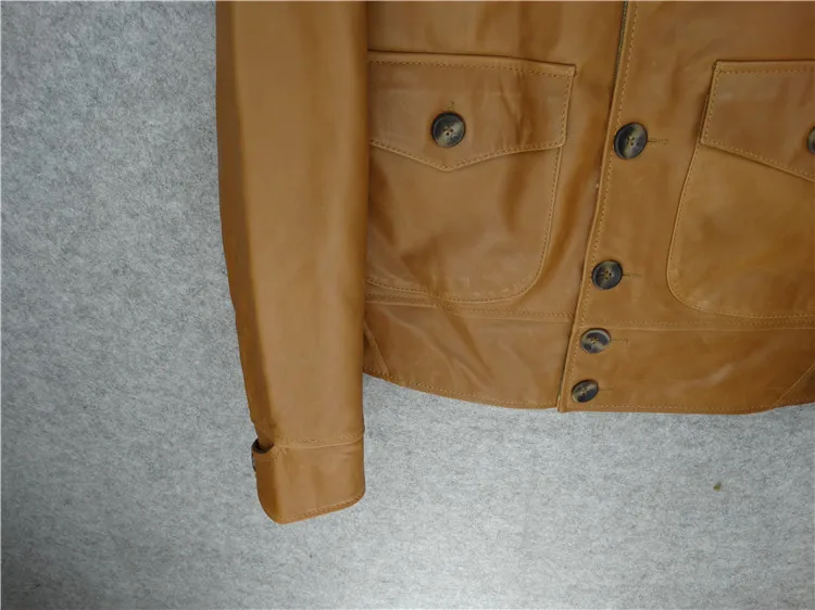 Брендовые новые теплые мужские коричневые винтажные куртки из воловьей кожи, Качественная мужская куртка из натуральной кожи. Стильное классическое приталенное пальто