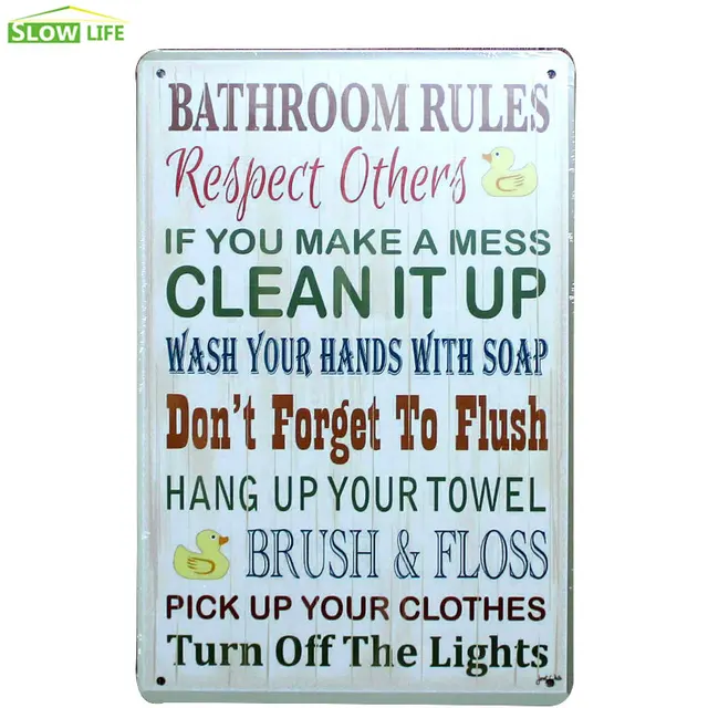 Bathroom Rules Metal Tin Sign Bar Family Wall Decor Bathroom Rules Metal Tin Sign Bar Family Wall Decor Vintage Home