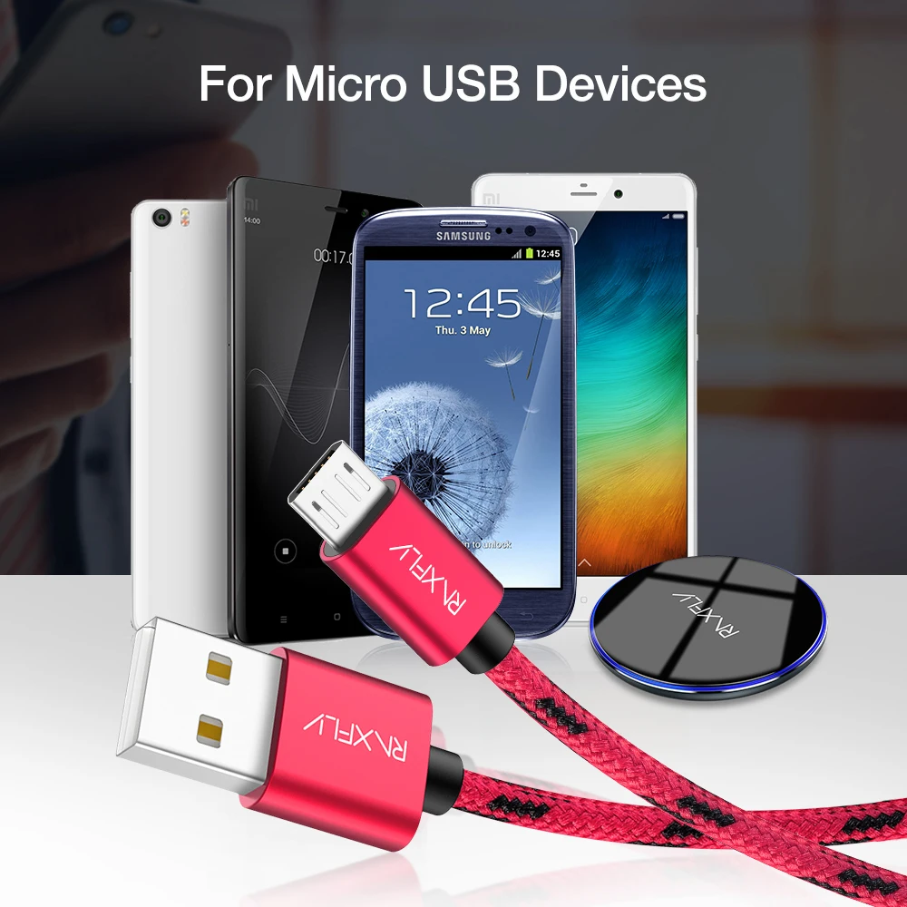 Кабель Micro USB RAXFLY для Samsung S4 S5 S6 Edge 0 5 м/1 м/2 м зарядный кабель Xiaomi Note 4 4X Plus