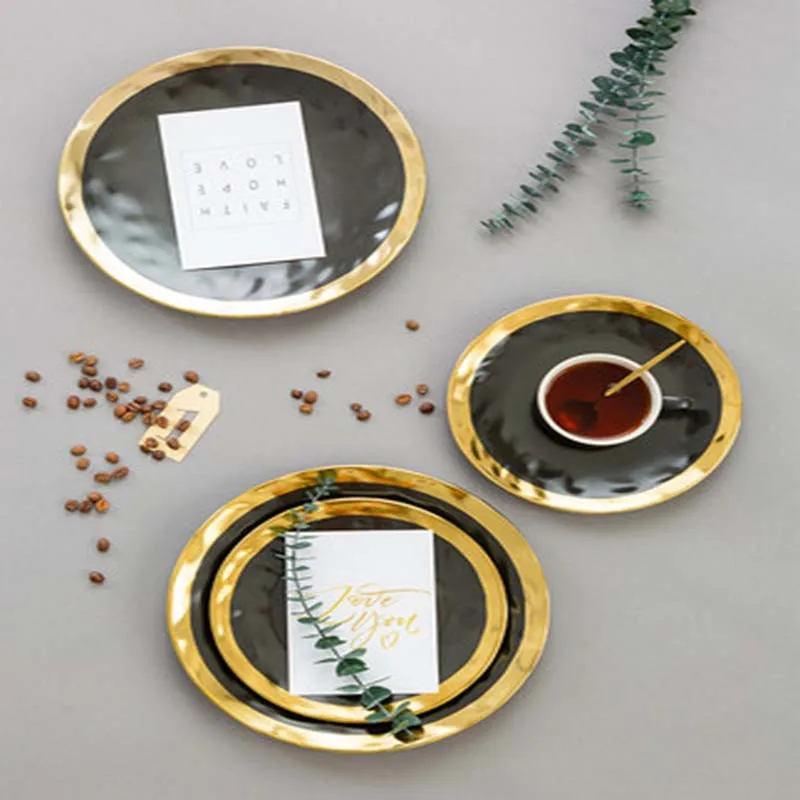 

NYAA Simple Nordic Style Restaurant Phnom Penh Ceramic Steak Tableware Creative Dessert Household Salad Plate Fruit Plate