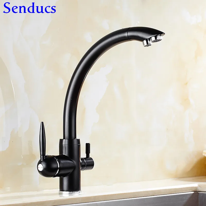 Senducs здоровье черный фильтр кухонный смеситель кран для чистой воды Смеситель с