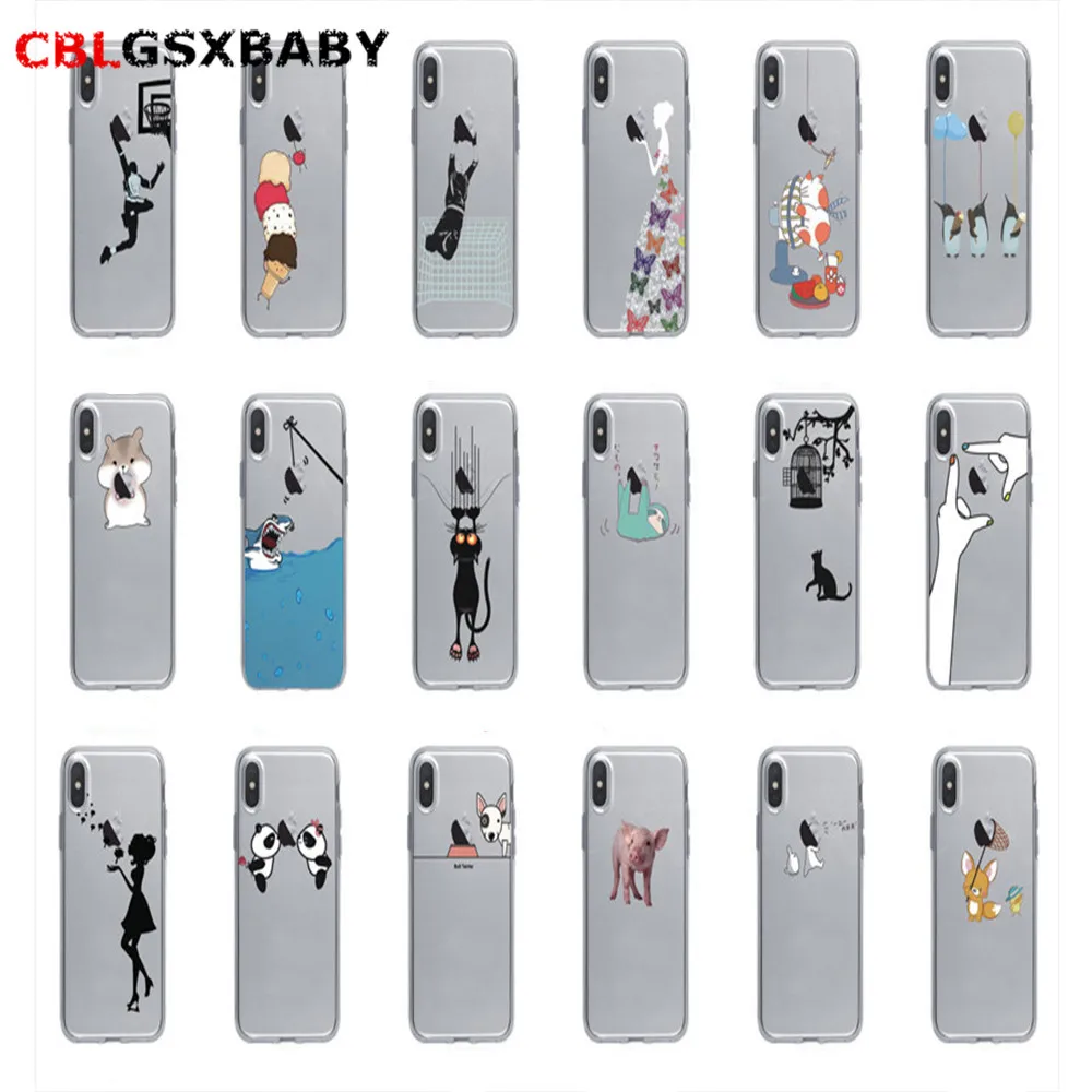 

Cartoon Phone Case for iPhone X XS Max XR Cute Cover for iphone 8 7 6 6S Plus 5 5S SE Soft Silicone Clear Transparent Case
