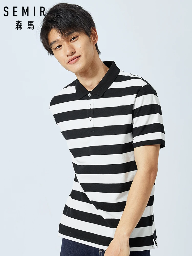 

SEMIR new summer short sleeve polo shirt men brand clothing casual printed mens shirt cotton stretch shirt male