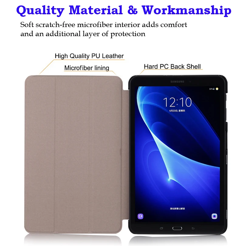 Тонкий смарт чехол на магните для Samsung Galaxy Tab A6 10 1 2016 дюйма флуоресцентный A Чехол +