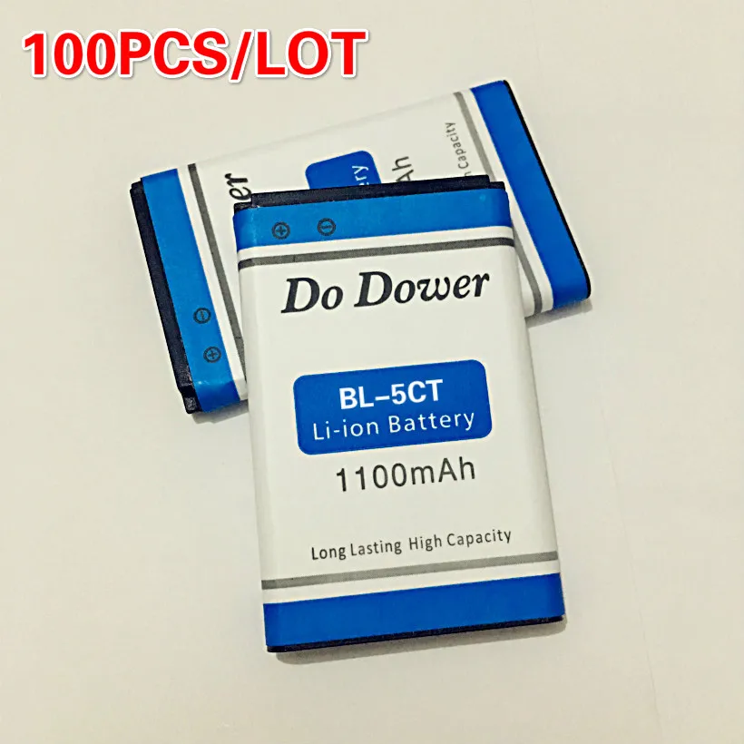 

100PCS/LOT do dower BL-5CT BL 5CT BL5CT Replacement battery for Nokia 5220XM/6303C/6730C/C3-01/C3-01m/C5-00/C5-02/C6-01 battery