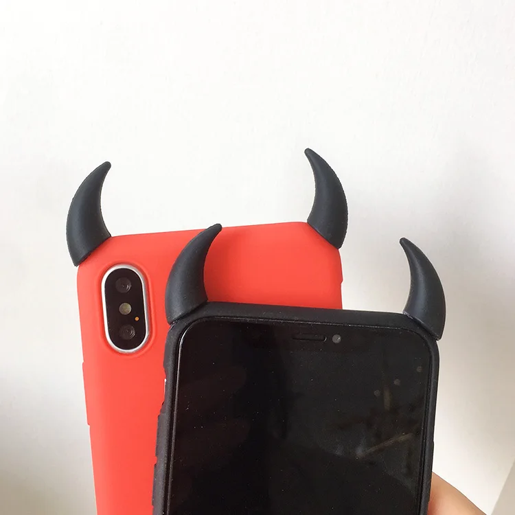 Милый мягкий силиконовый черный чехол Devil Horns Demon Angle Cover для huawei P20 Lite P30 Pro P8 P9 P10 Plus PSmart2019 mate 9 10 20 X